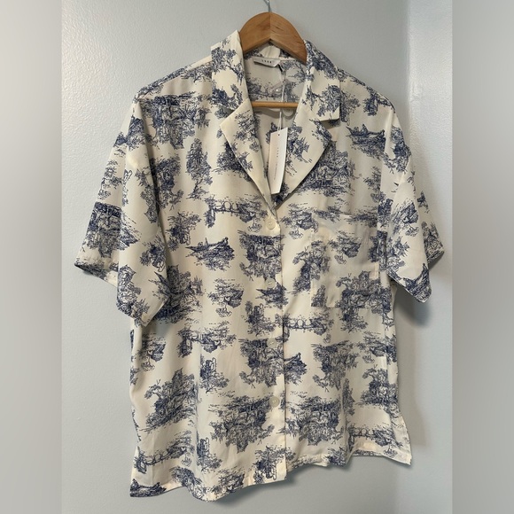 NWT Lush Ivory Toile de Jouy Short Sleeve Shirt and Shorts Set Pajamas, M - Picture 6 of 11